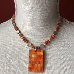 SILPADA jewelry - retired - sponge coral & stamped sterling silver necklace